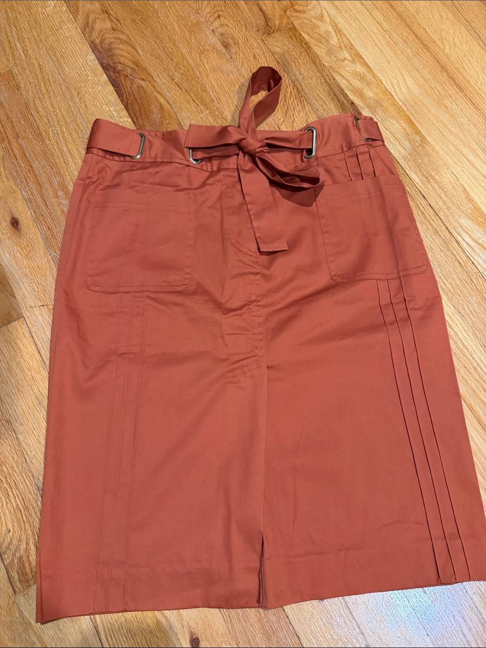 Rust Pencil Skirt with Tie Belt